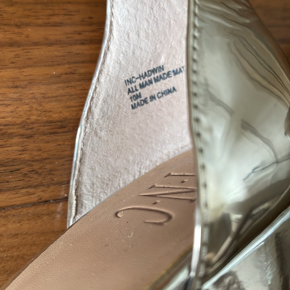 INC Silver Hadwin Stretch Gore Scalloped Ankle Strap Sandal - Picture 5 of 5